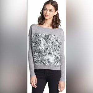 Diane Von Furstenberg Gracie Gray White Black Wool Sweater